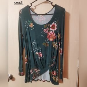 Greenish blue flower shirt